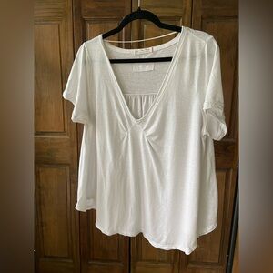 Free People We the Free White V-Neck Top